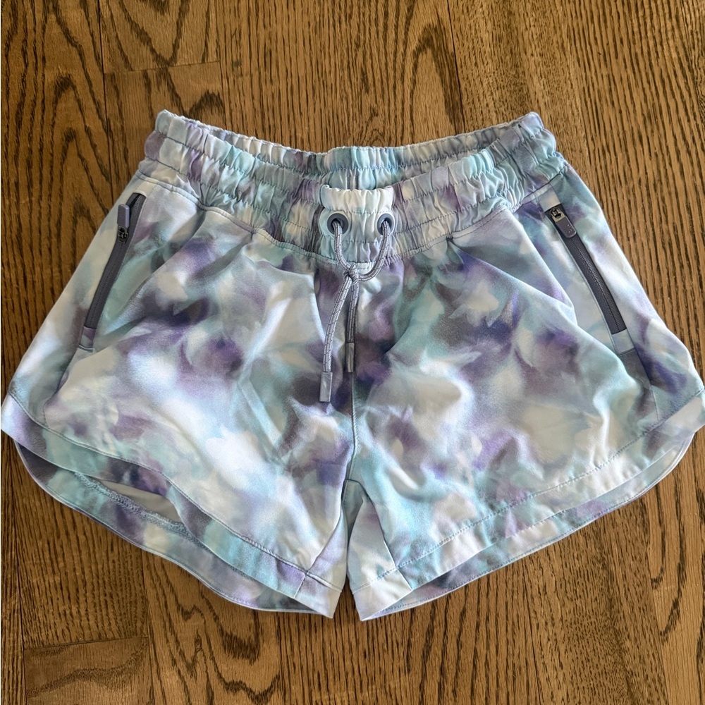 Athleta Pastel Tie-Dye Purple and Mint Athletic Shorts